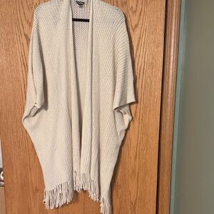 Steve Madden Cream Knit Fringe Poncho
